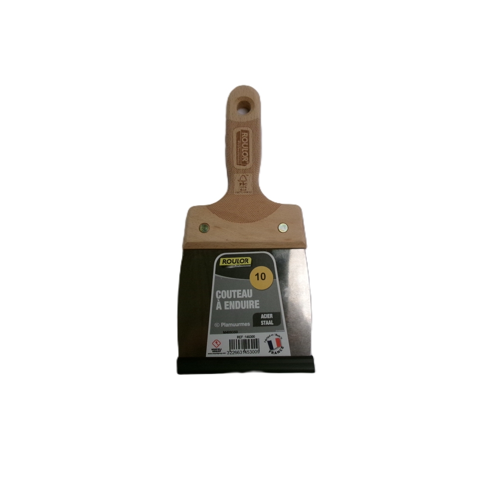 Couteau à enduire acier PRO 10 cm manche bois - ROULOR - 145300
