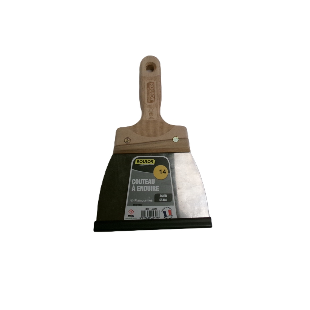 Couteau à enduire acier PRO 14 cm manche bois - ROULOR - 145320