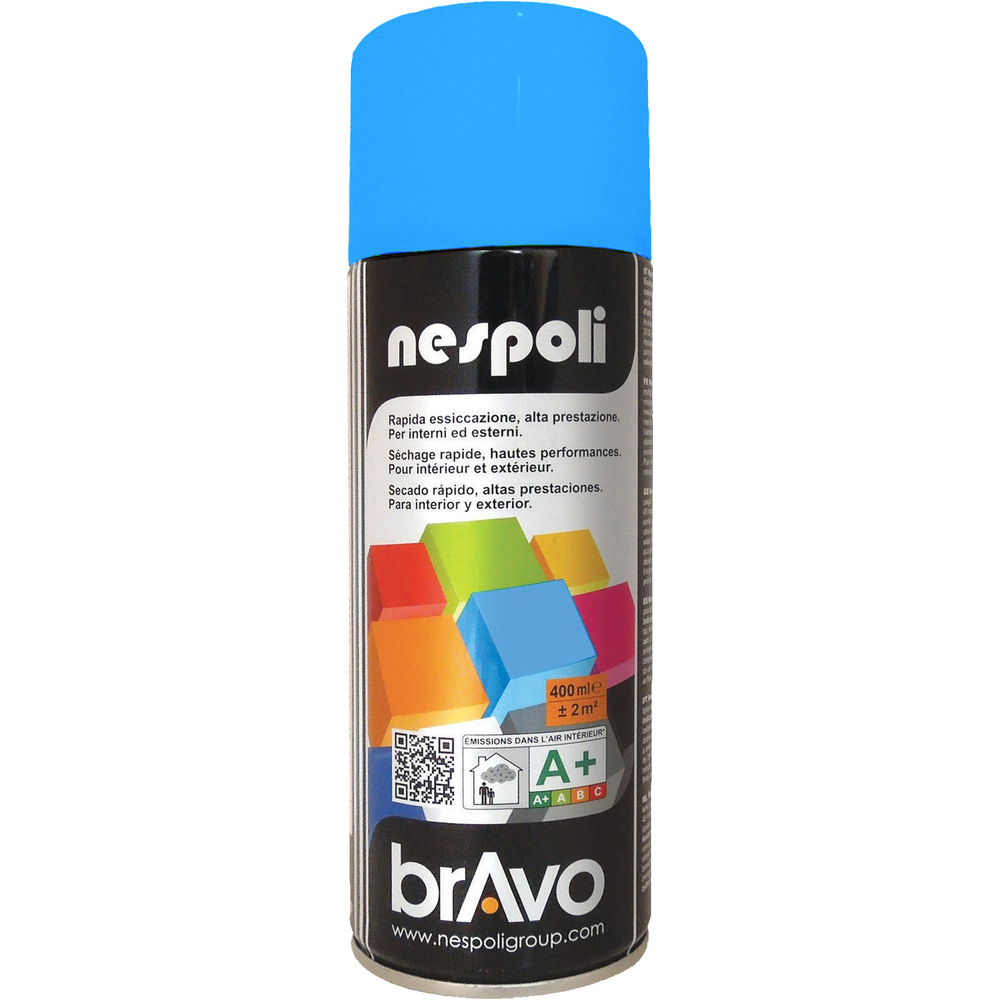 Aérosol de peinture décorative couleur bleu azur brillant 400 ml - NESPOLI - 180018