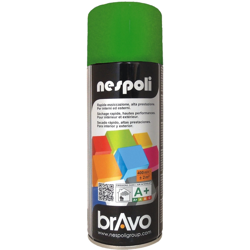 Aérosol de peinture décorative couleur vert mousse brillant 400 ml - NESPOLI - 180038