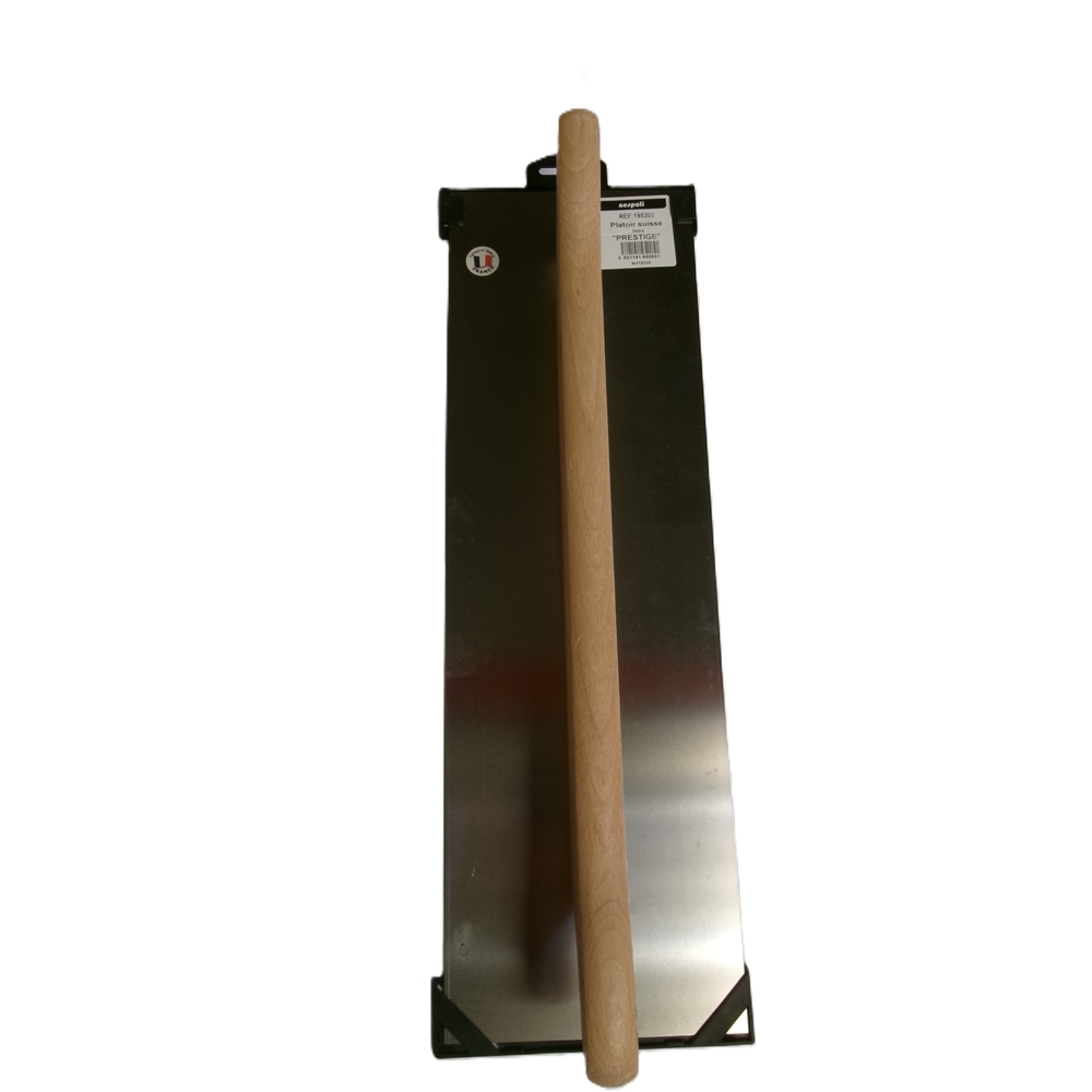 Platoir Suisse Prestige inox 15x48cm manche bois - NESPOLI - 195205
