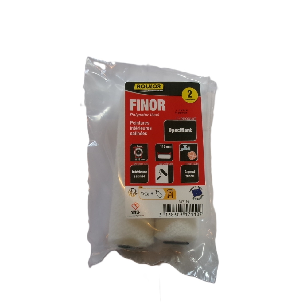 Lot de 2 mini-manchons Finor 110 mm pour surfaces lisses et préparées - ROULOR - 317110