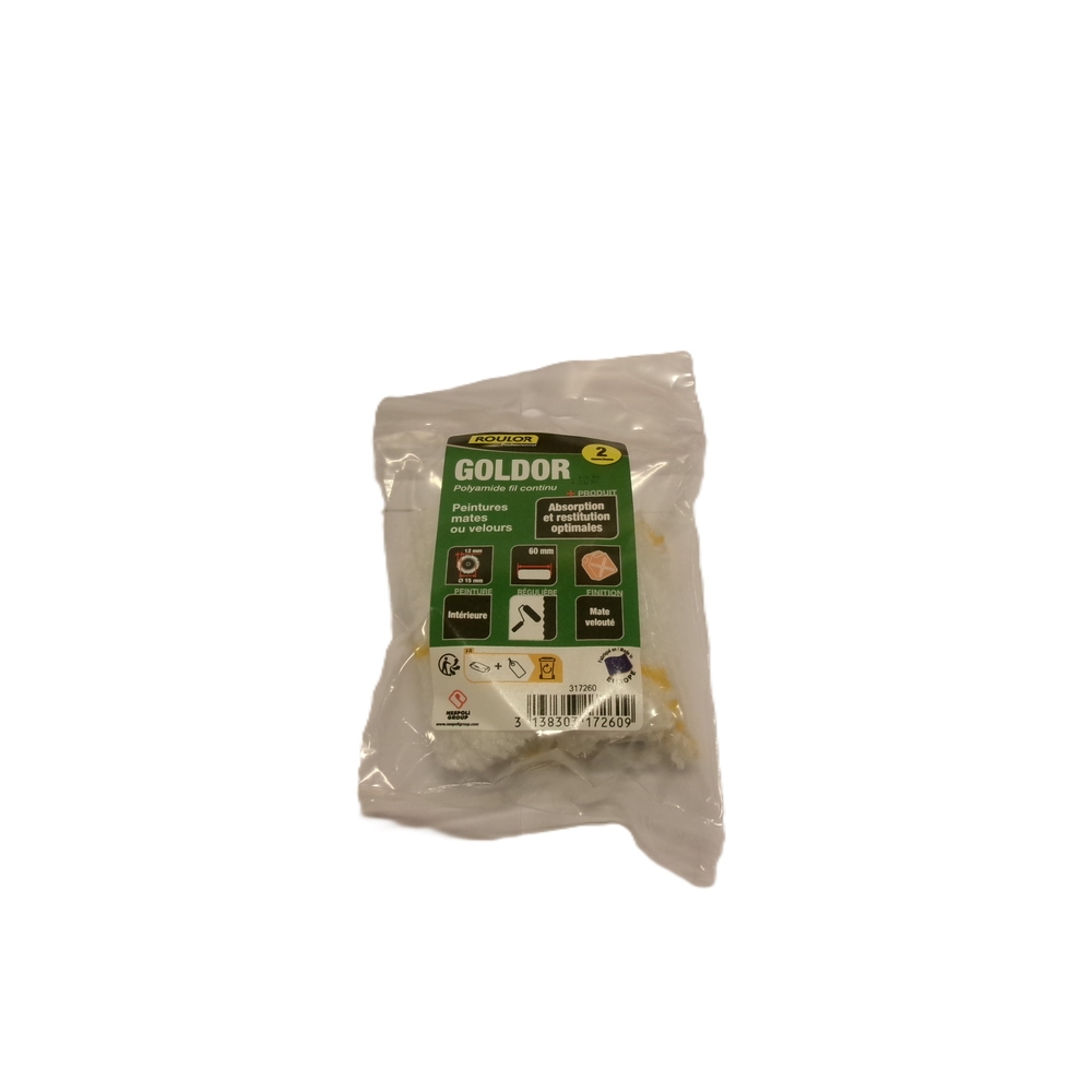 Lot de 2 mini-manchons Goldor 60 mm pour surfaces régulières - ROULOR - 317260