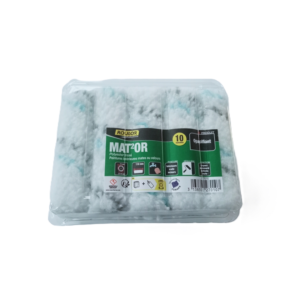 10 mini manchon polyester rayè gris et bleu texturé 13 mm - 3* - ROULOR - 327010