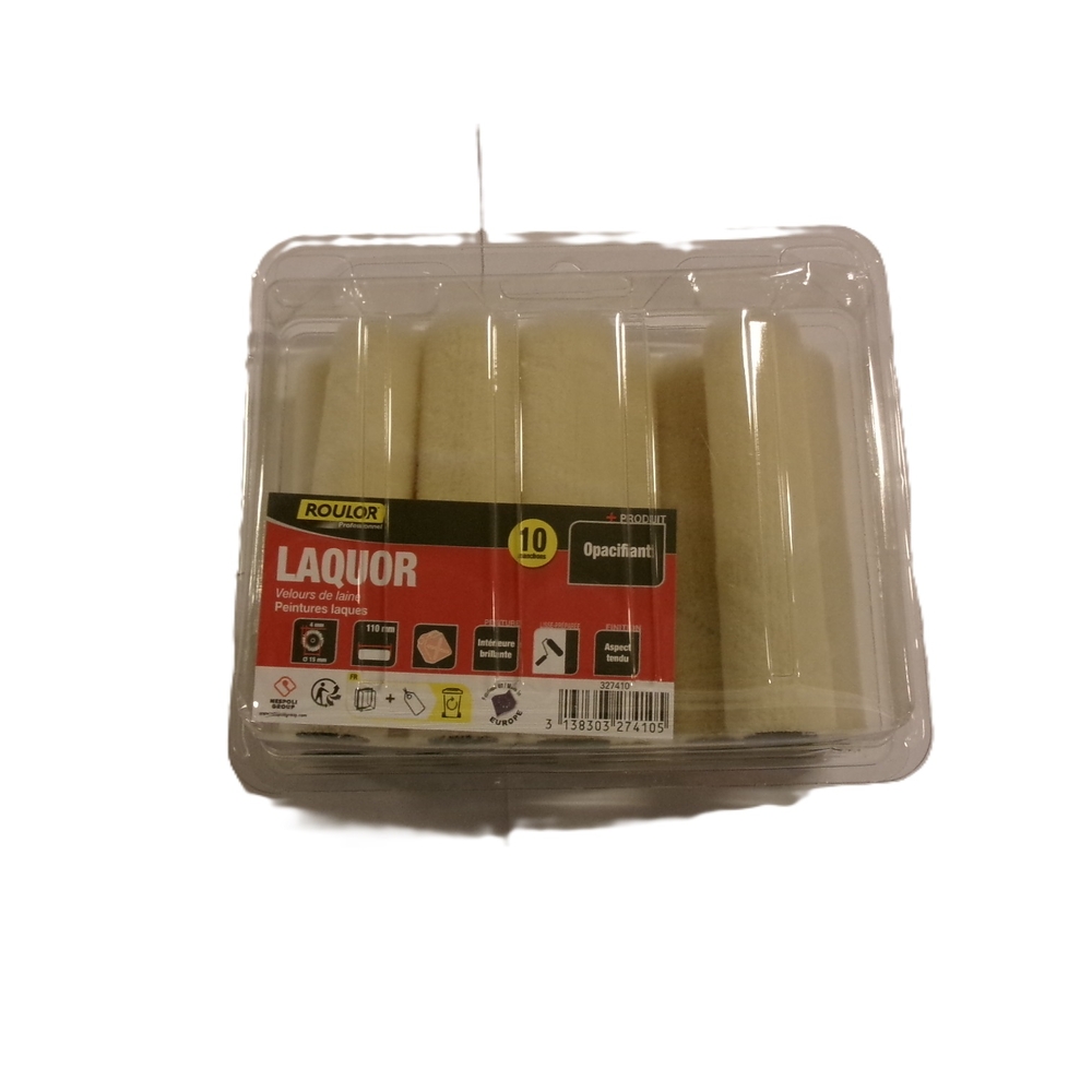Boite de 10 mini-manchons laqueur 110 mm pour surfaces lisses et préparées - ROULOR - 327410