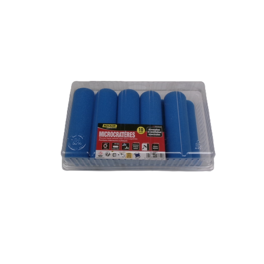 Boite de 10 mini-manchons Microcratères 110 mm pour surfaces lisses et préparées - ROULOR - 328610