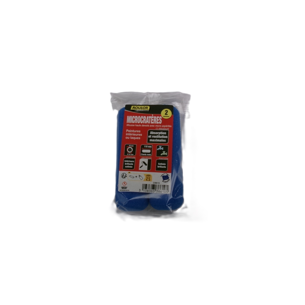 Lot de 2 mini-manchons Microcratères 110 mm pour surfaces lisses et préparées - ROULOR - 338610