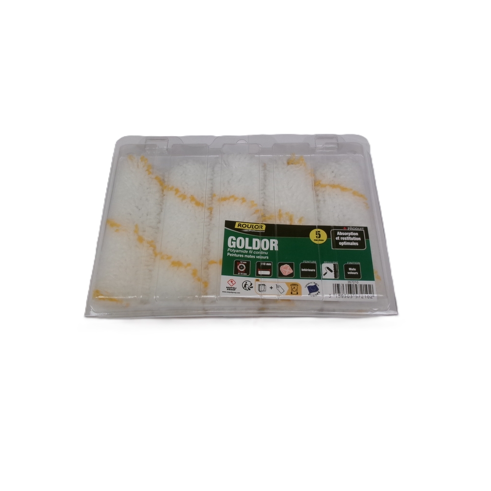 Boite de 5 mini-manchons Goldor 110 mm pour surfaces régulières - ROULOR - 357210