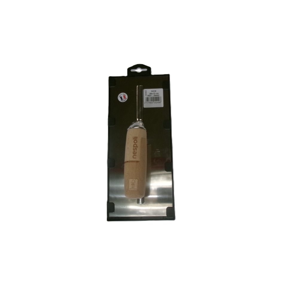 Platoir biseauté à lisser inox 12x28cm manche bois FSC - NESPOLI - 39452