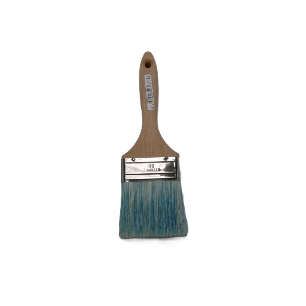 Brosse 5* plate épaisse n°80 pour peinture phases aqueuses manche bois - ROULOR - 418780