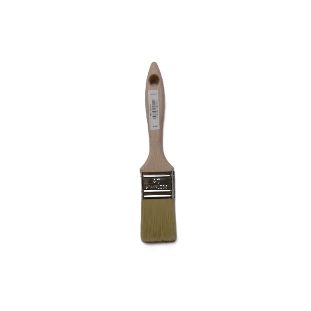 Brosse 3* plate épaisse n°40 pour peinture phases aqueuses manche bois - ROULOR - 425540