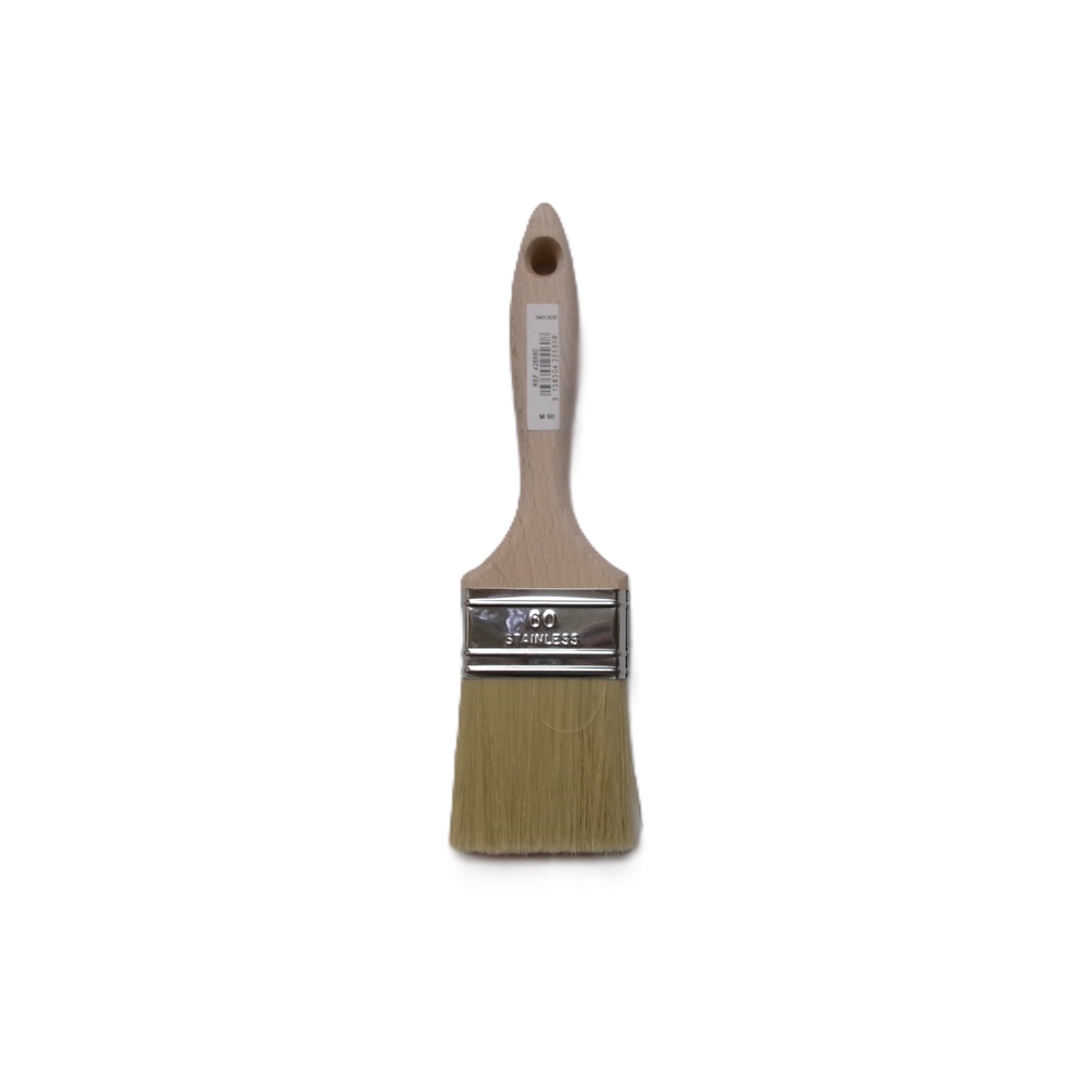 Brosse 3* plate épaisse n°60 pour peinture phases aqueuses manche bois - ROULOR - 425560