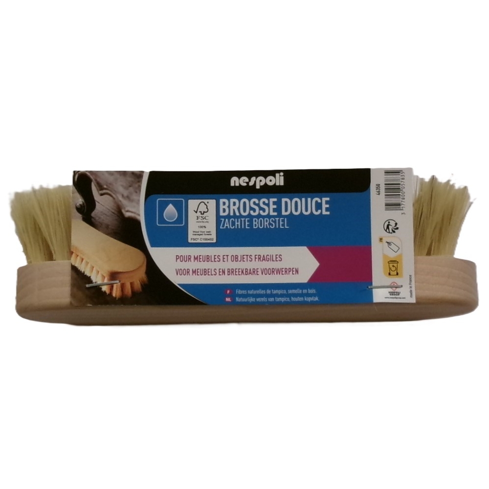 Brosse bombée nylon semelle bois FSC - NESPOLI - 46346