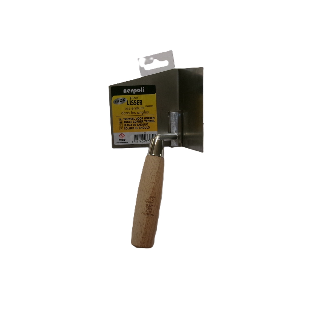 Truelle d'angle intérieur en inox manche en bois FSC - NESPOLI - 4764