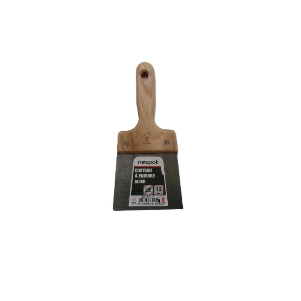 Couteau à enduire acier 12 cm avec manche bois FSC - NESPOLI - 4765 12