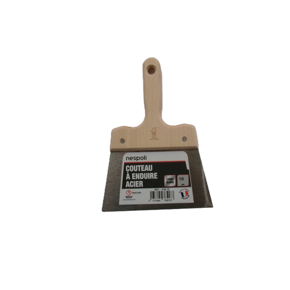 Couteau à enduire acier 18 cm avec manche bois FSC - NESPOLI - 4765 18