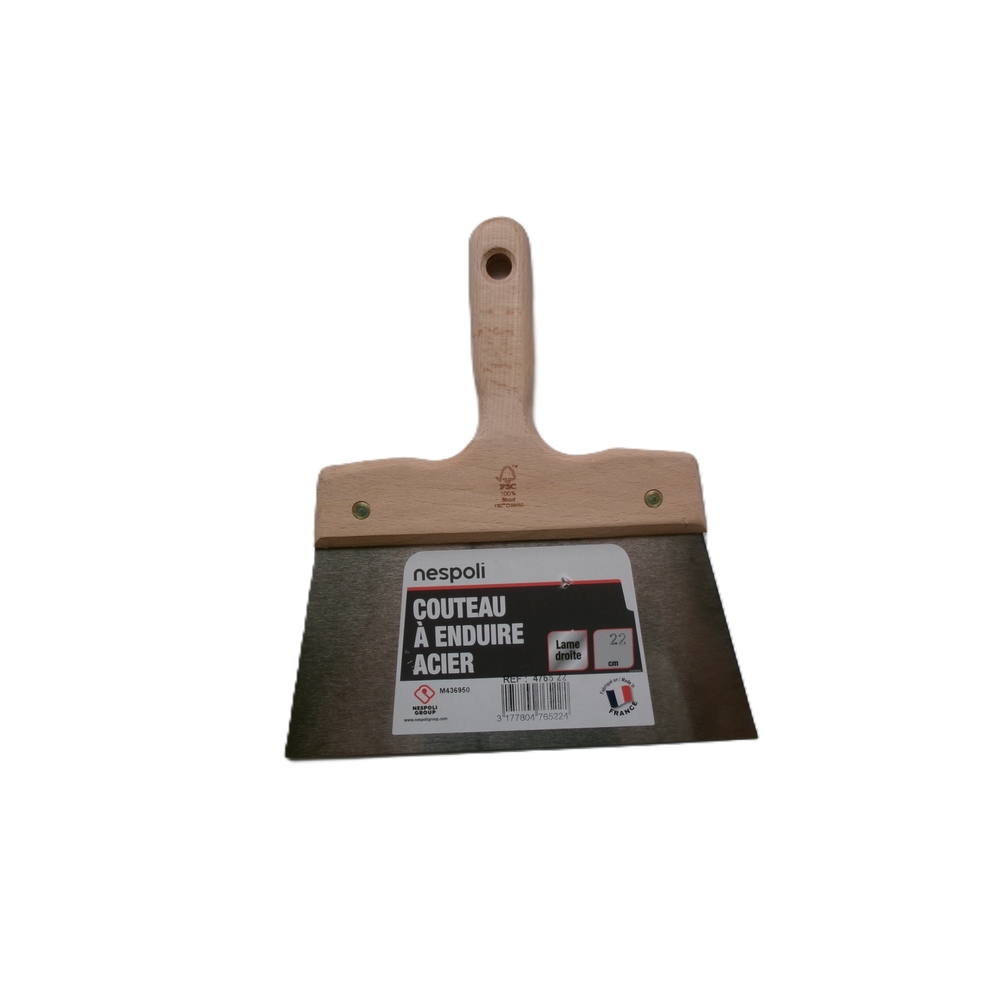 Couteau à enduire acier 22 cm avec manche bois FSC - NESPOLI - 4765 22