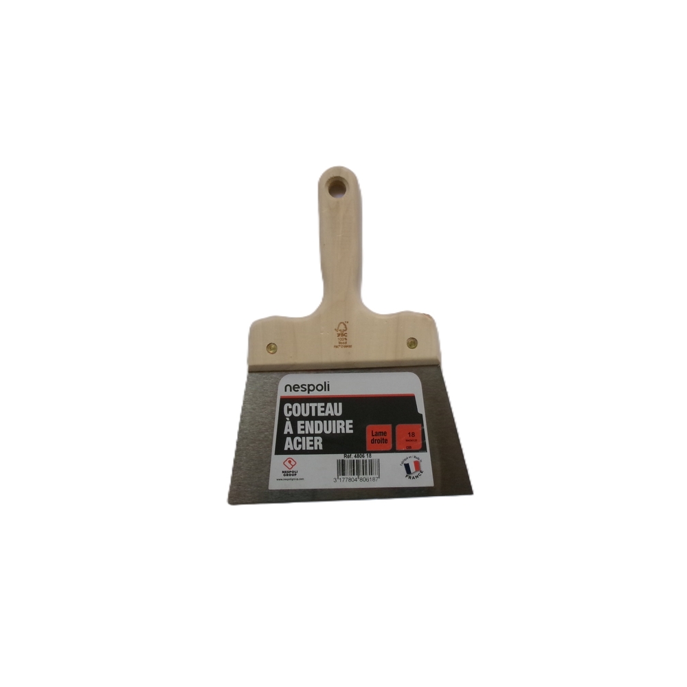 Couteau à enduire ÉCO 18 cm avec manche bois FSC - NESPOLI - 4806 18