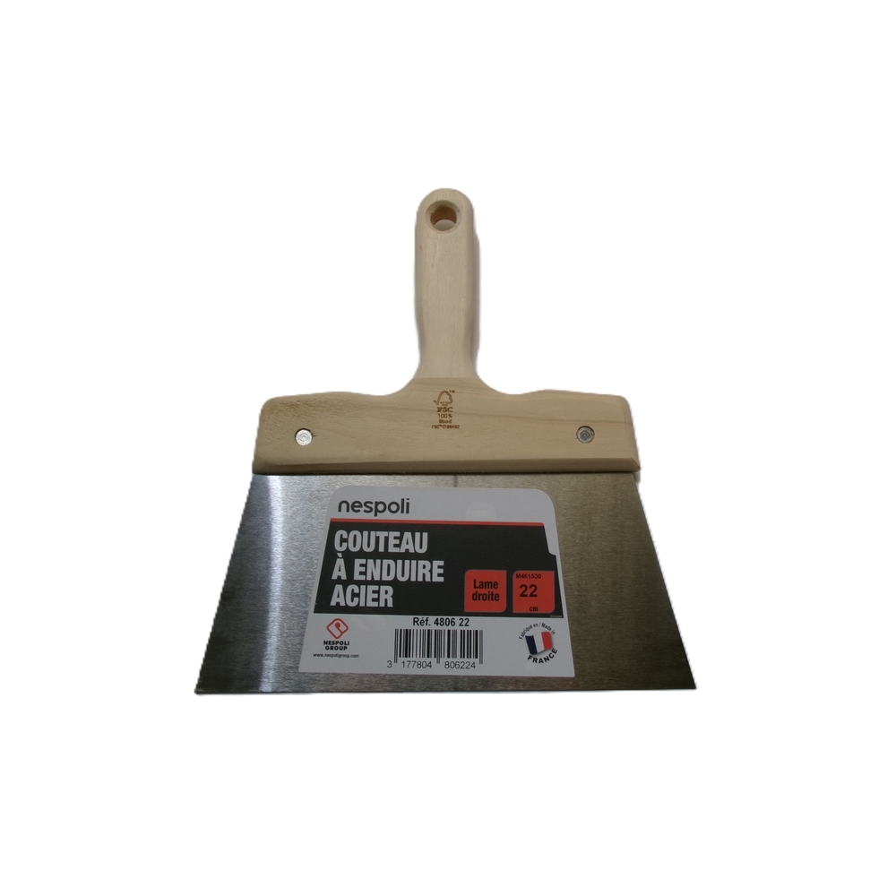 Couteau à enduire ÉCO 22 cm avec manche bois FSC - NESPOLI - 4806 22