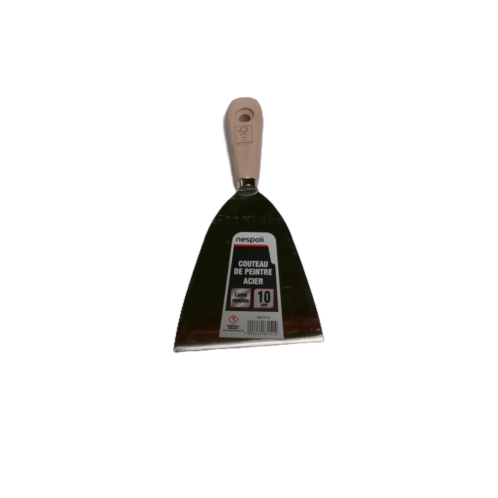 Couteau de peintre en acier 10 cm manche bois FSC - NESPOLI - 48315 10