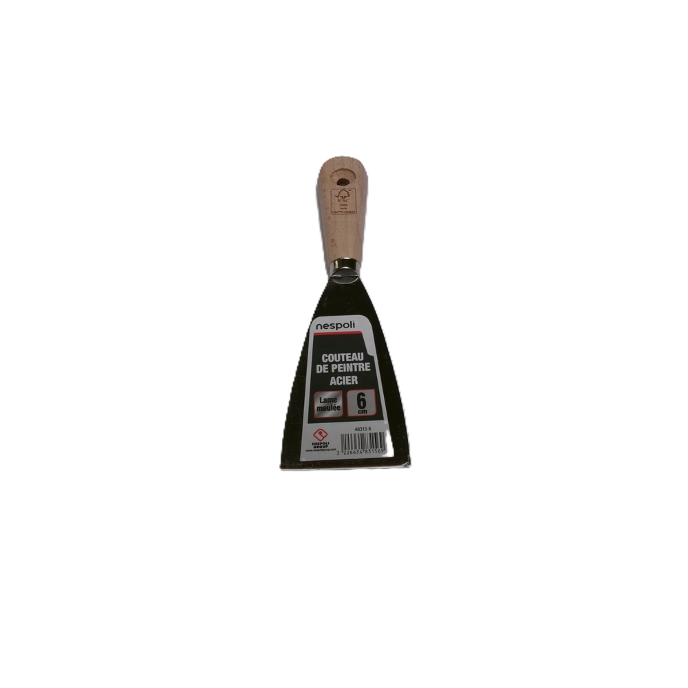 Couteau de peintre en acier 6 cm manche bois FSC - NESPOLI - 48315 6