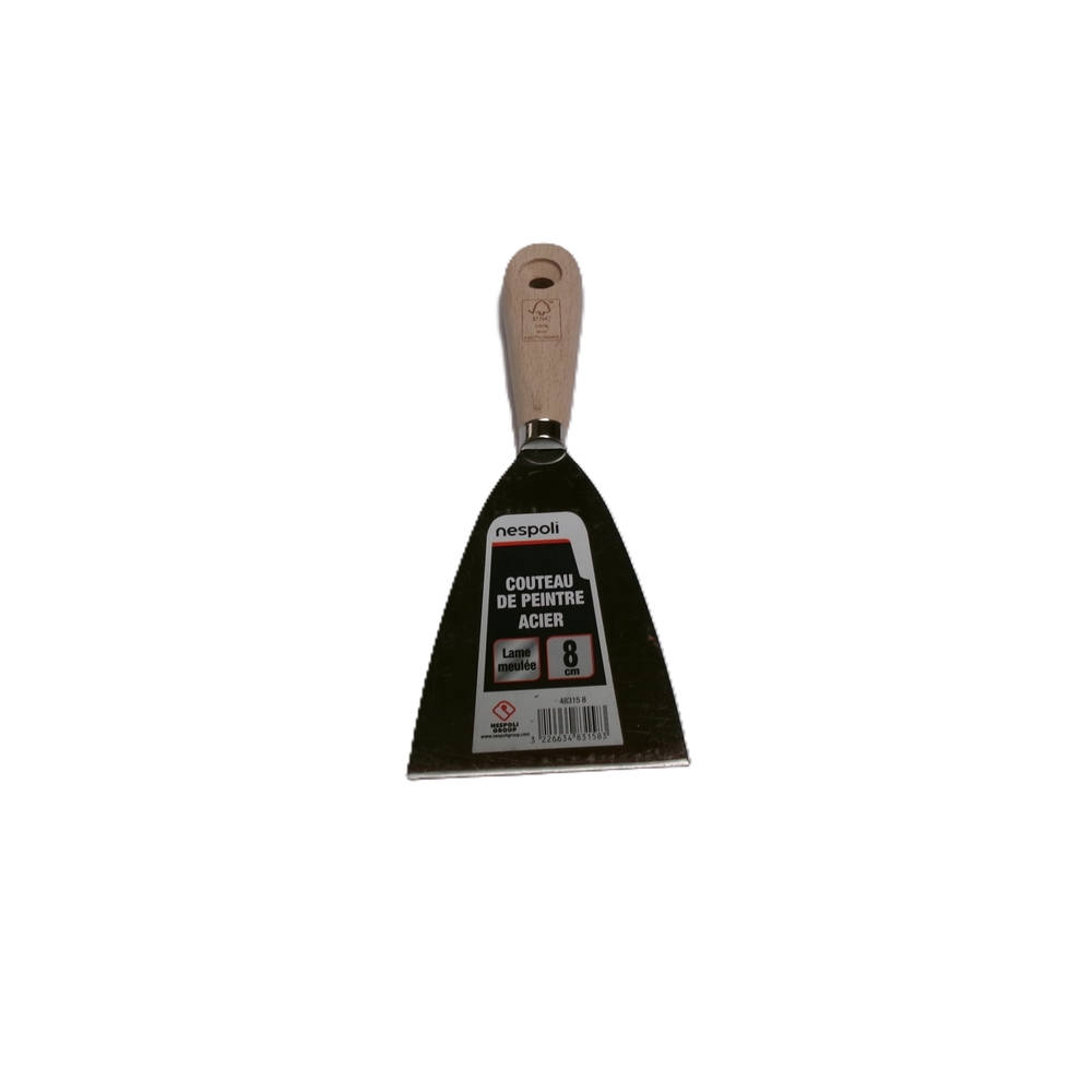 Couteau de peintre en acier 8 cm manche bois FSC - NESPOLI - 48315 8
