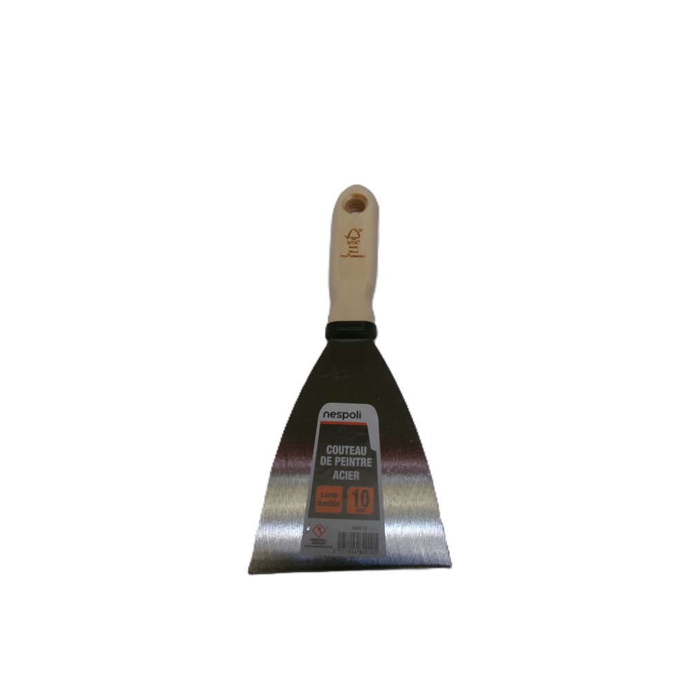 Couteau de peintre en ÉCO 10 cm manche bois FSC - NESPOLI - 4840 10