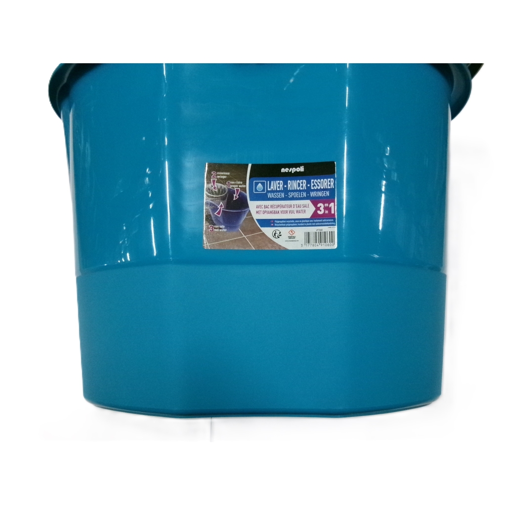 Seau 3 en 1 bac récupérateur d'eau sale et essoreuse 12 litres - NESPOLI - 491060