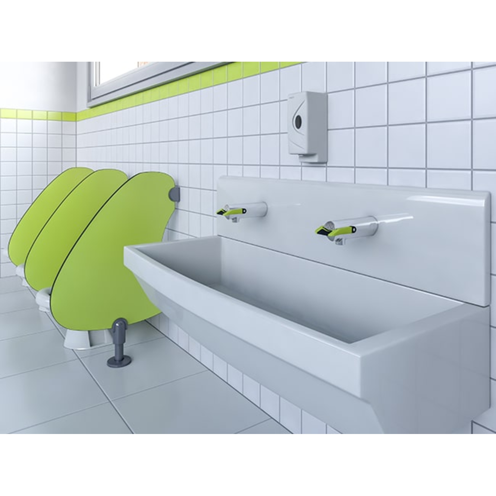 Robinet lavabo mural double temporisation 7/11 sec 3 l/min gris PRESTO - 64706