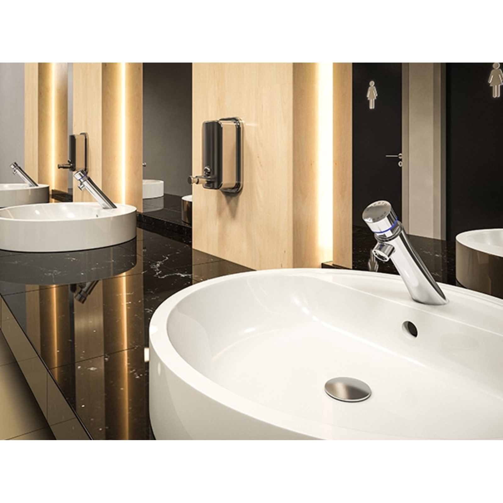 Robinet lavabo mural double temporisation 7/11 sec 3 l/min gris PRESTO - 64706