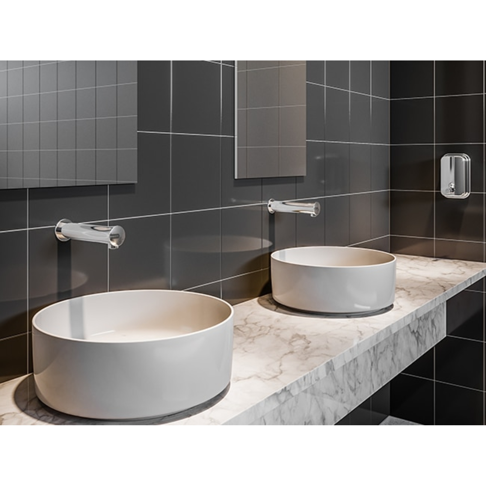 Robinet lavabo mural double temporisation 7/11 sec 3 l/min gris PRESTO - 64706