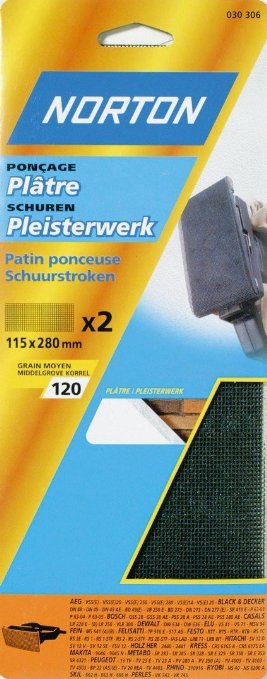 2 PATINS NORTON PLATRE 115*280 POUR PONCAGE A MAIN GRAIN 120 - 63542519113