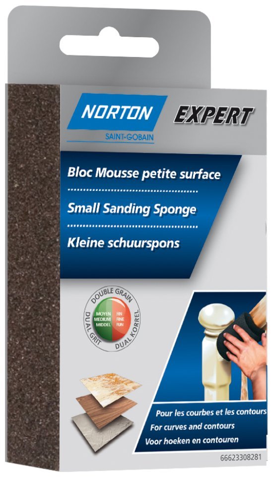 1 bloc mousse angle double NORTON 126*72*26 Grain fin / moyen -66623308284