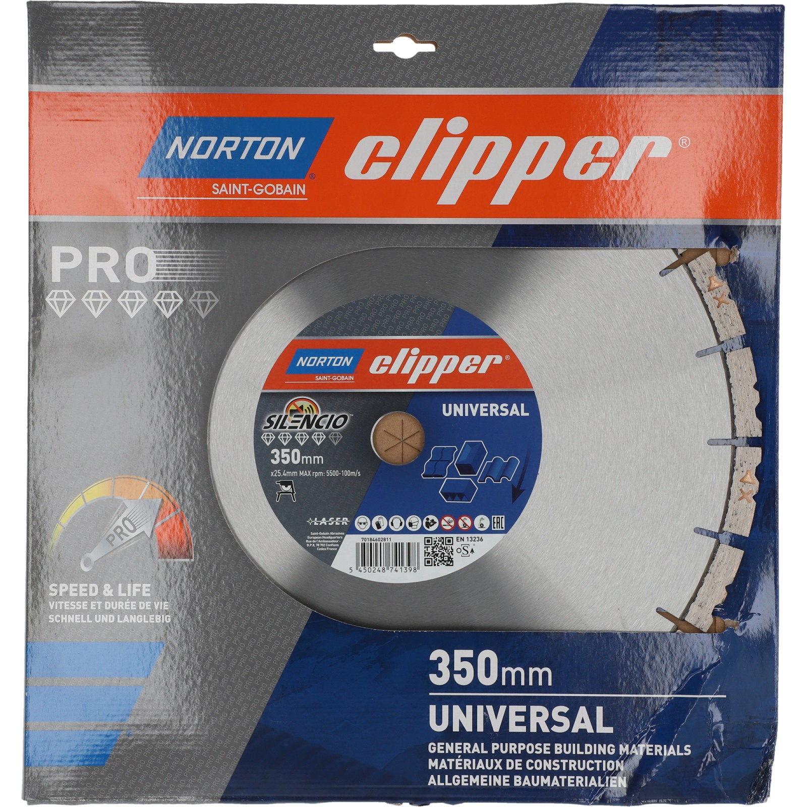 PRO UNIVERSAL SILENCIO 350X25.4MM - NORTON CLIPPER - 70184602811