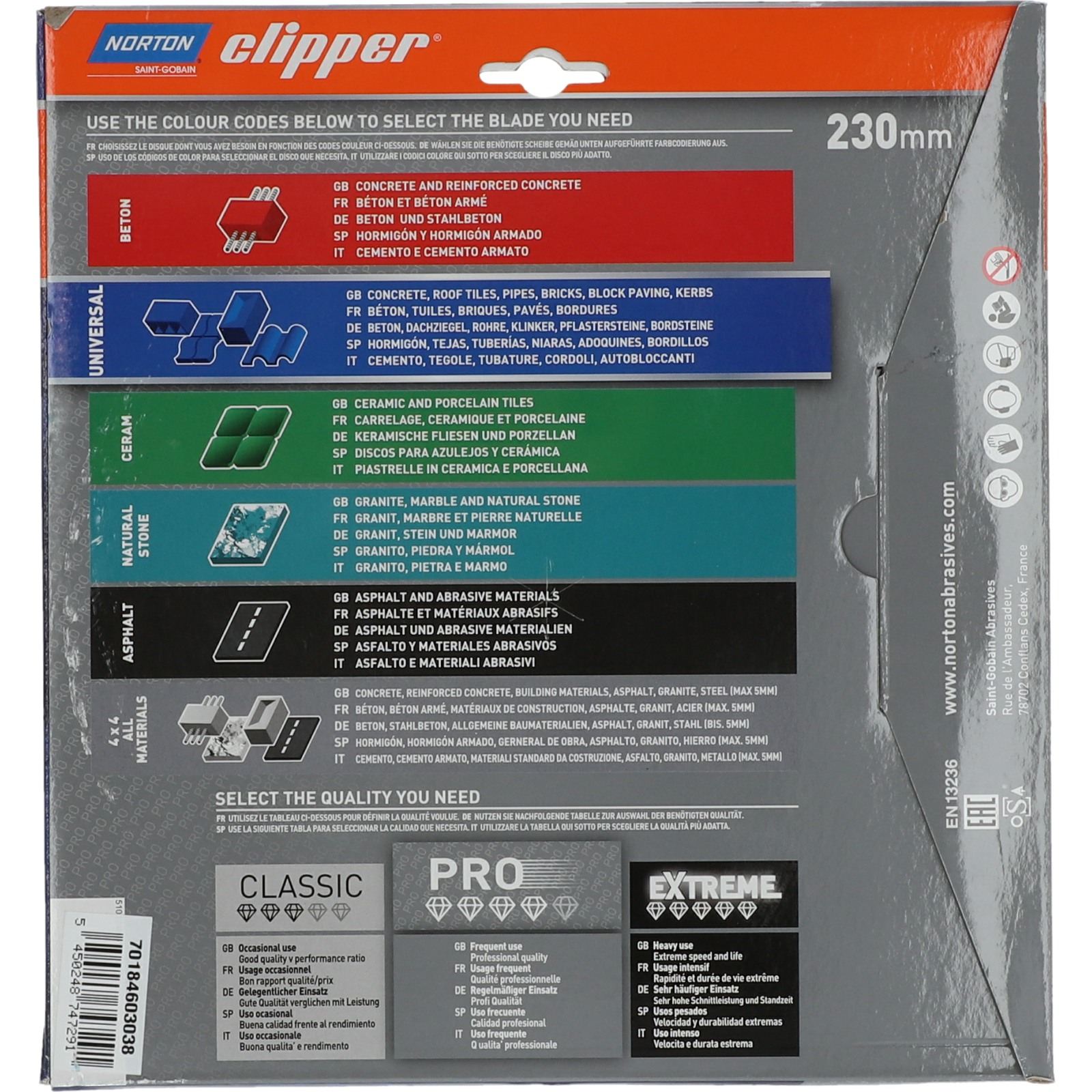 Disques diamant Clipper-PRO UNIVERSAL LASER-230-12x3 NORTON - 70184603038