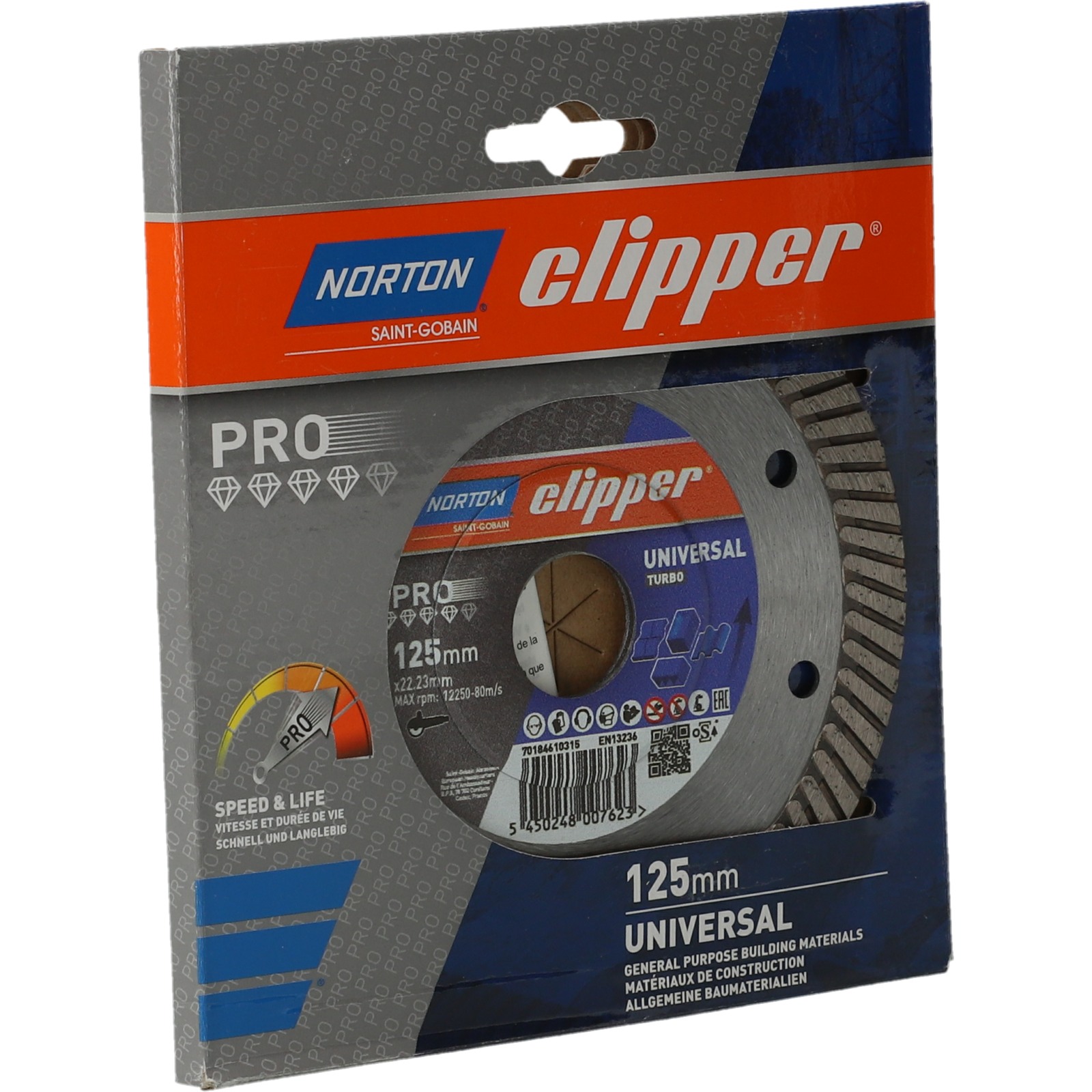 Disque diamant NORTON Euro Jet Ø 125 mm Alésage 22.23 mm- 70184610315