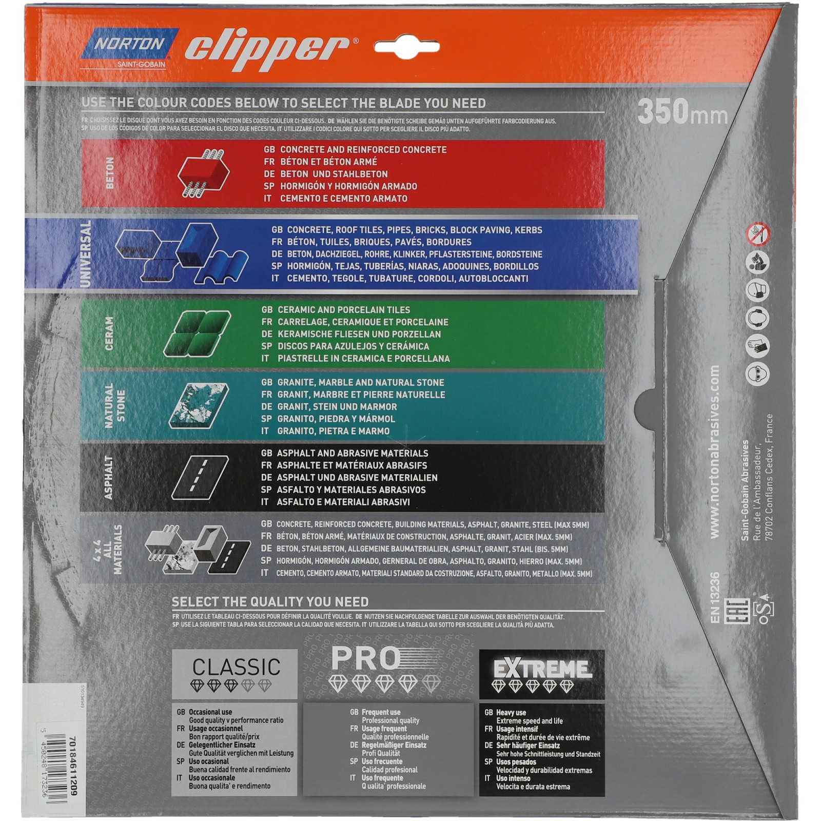 Disque diamant NORTON ALFA Ø 350 mm Alésage 25.4 mm - 70184611209