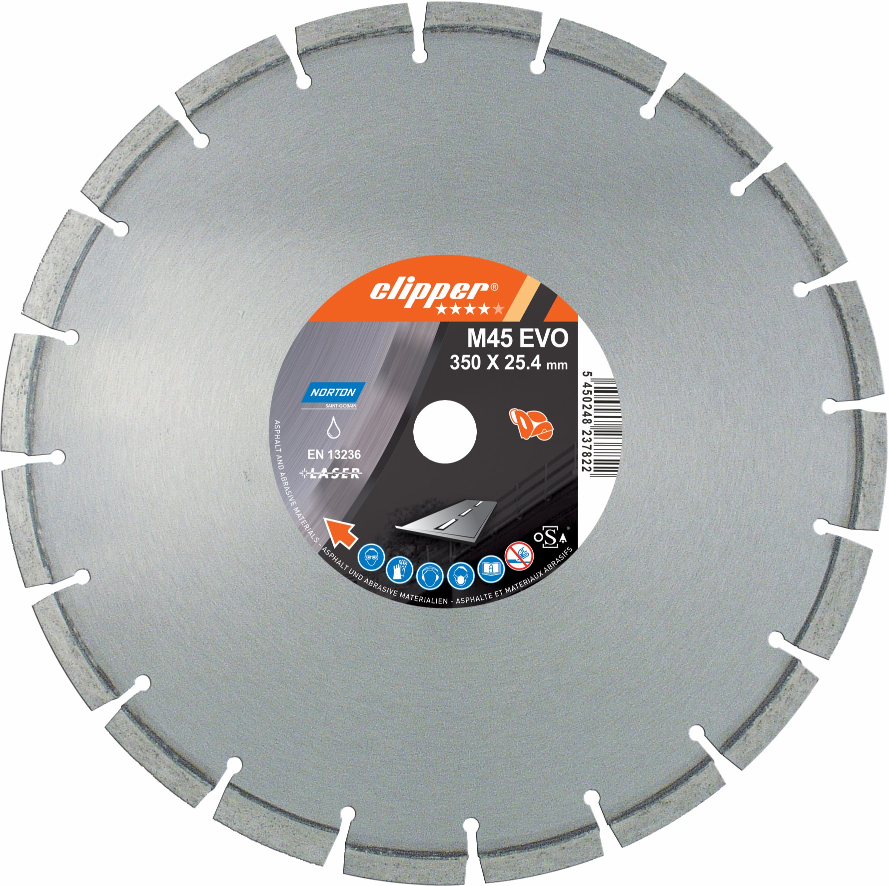 Disque diamant NORTON M 45 EVO - BETON FRAIS Diam. 350 mm Alésage 25.4 - 70184624685