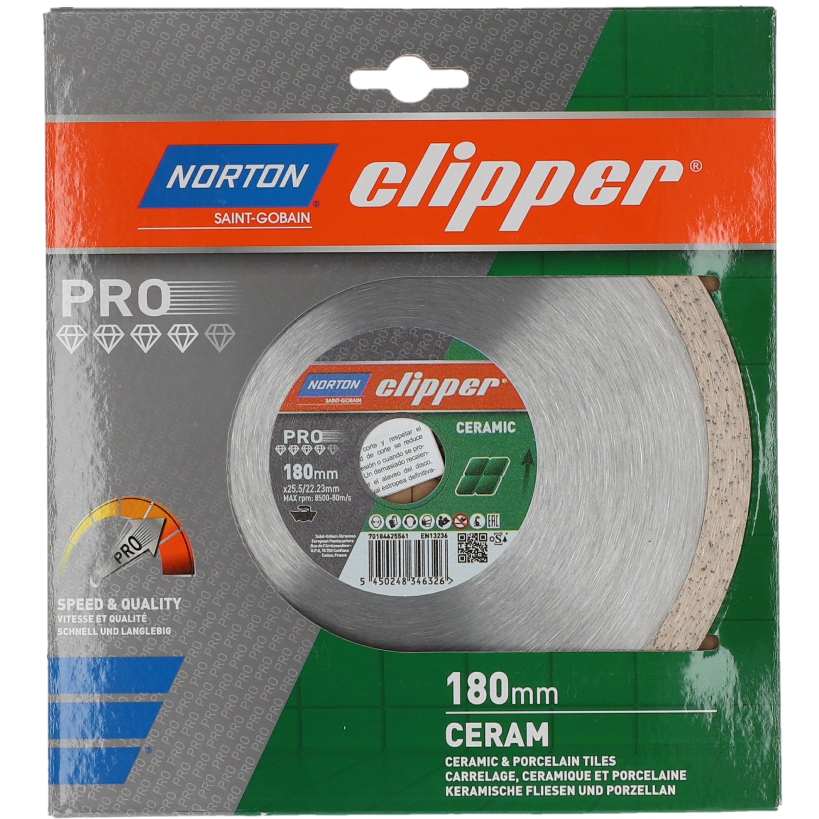 Disque diamant NORTON MD 120 C Ø 180 mm Alésage 25.4 /22.23- 70184625561