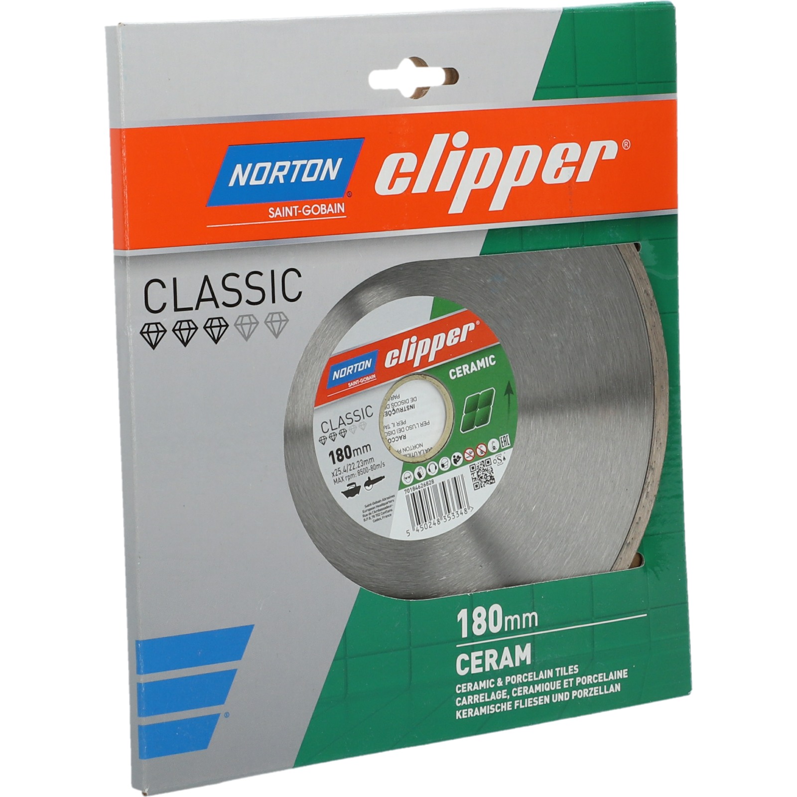 Disque diamant NORTON CLASSIC CERAM Diam. 180 mm Alésage 25.4/ 22.23 - 70184626828