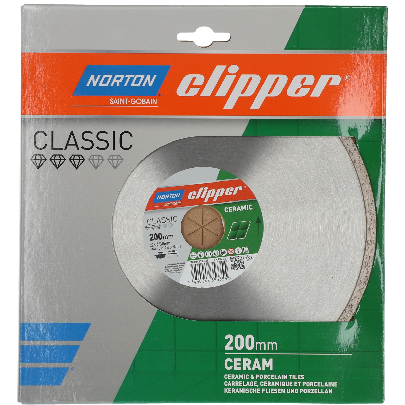 Disque diamant NORTON CLASSIC CERAM Ø 200 mm Alésage 25.4/ 22.23 mm- 70184626829