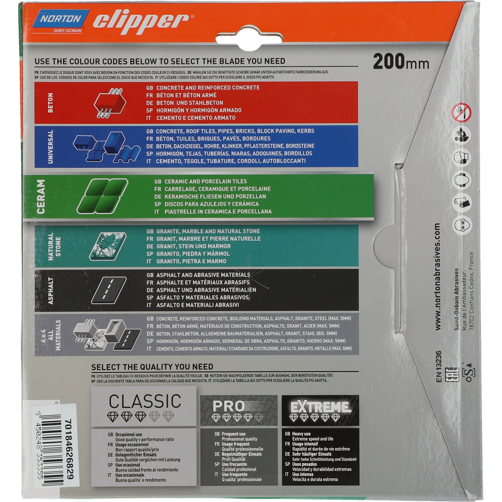 Disque diamant NORTON CLASSIC CERAM Ø 200 mm Alésage 25.4/ 22.23 mm- 70184626829