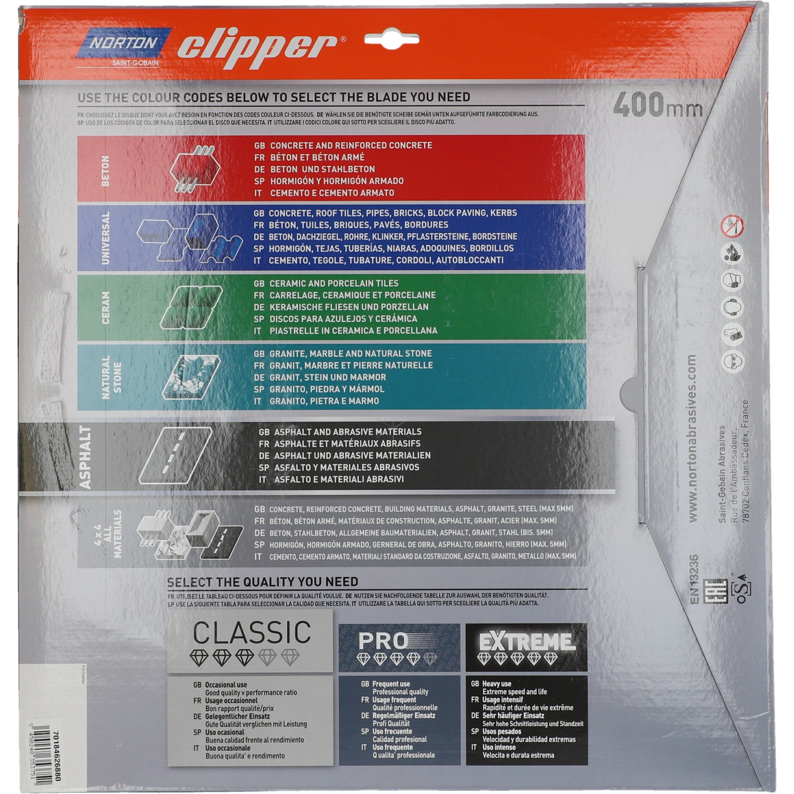 Disque diamant NORTON Classic Asphalt Ø 400 mm Alésage 25.4 - 70184626880