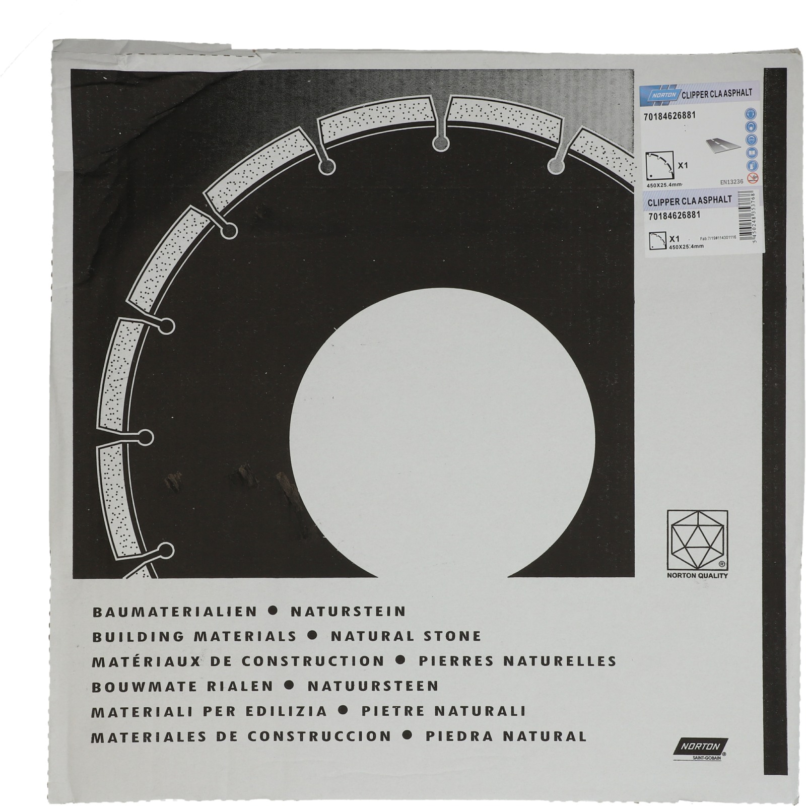 Disque diamant NORTON Classic Asphalt Ø 450 mm Alésage 25.4 - 70184626881