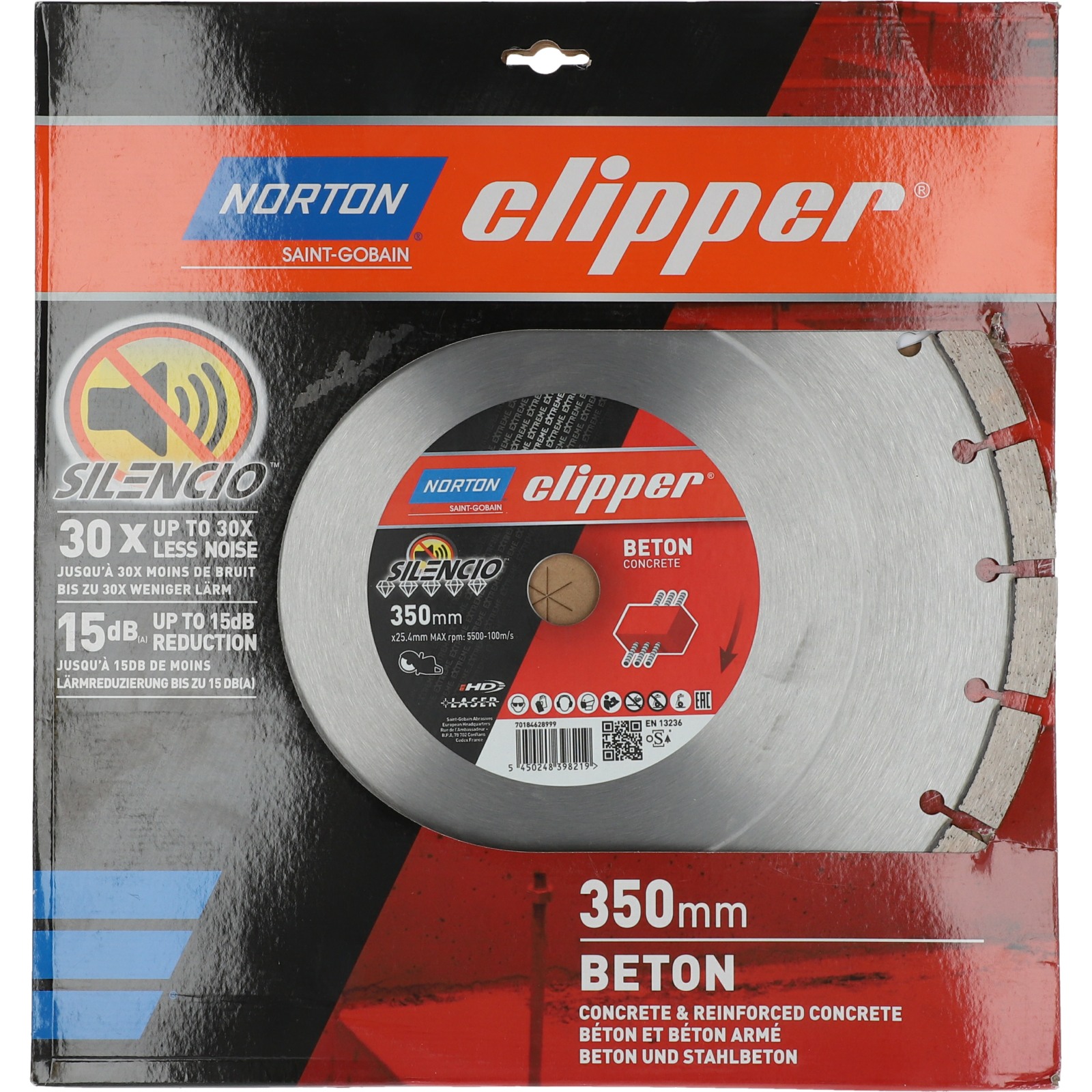 Disque diamant NORTON Silencio Ø 350mm Alésage 25.4 mm- 70184628999