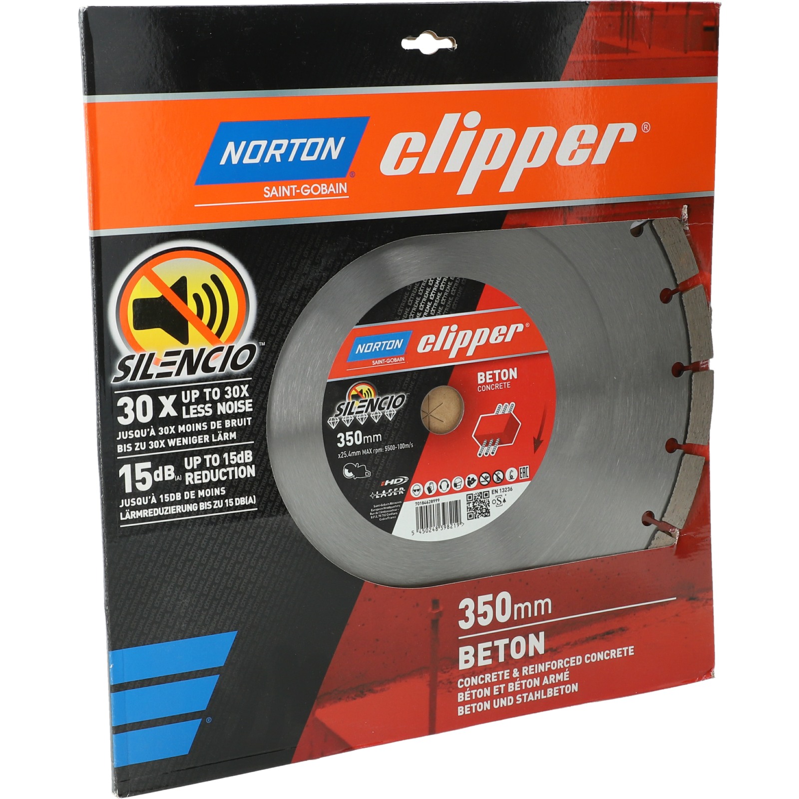 Disque diamant NORTON Silencio Ø 350mm Alésage 25.4 mm- 70184628999
