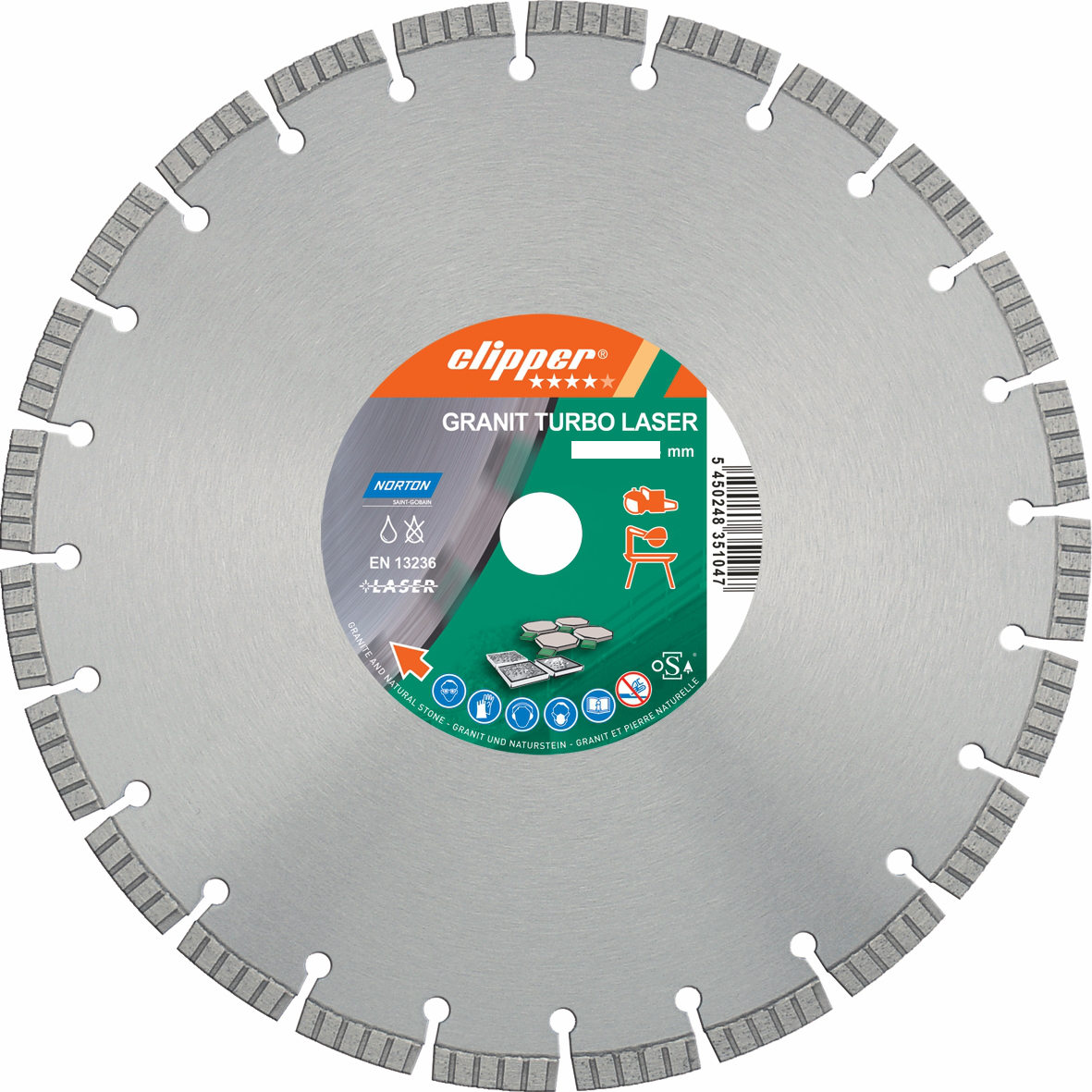 Disque diamant NORTON Granit Turbo Laser Ø 230 mm Alésage 70/ 22.23 + Flasque- 70184629653