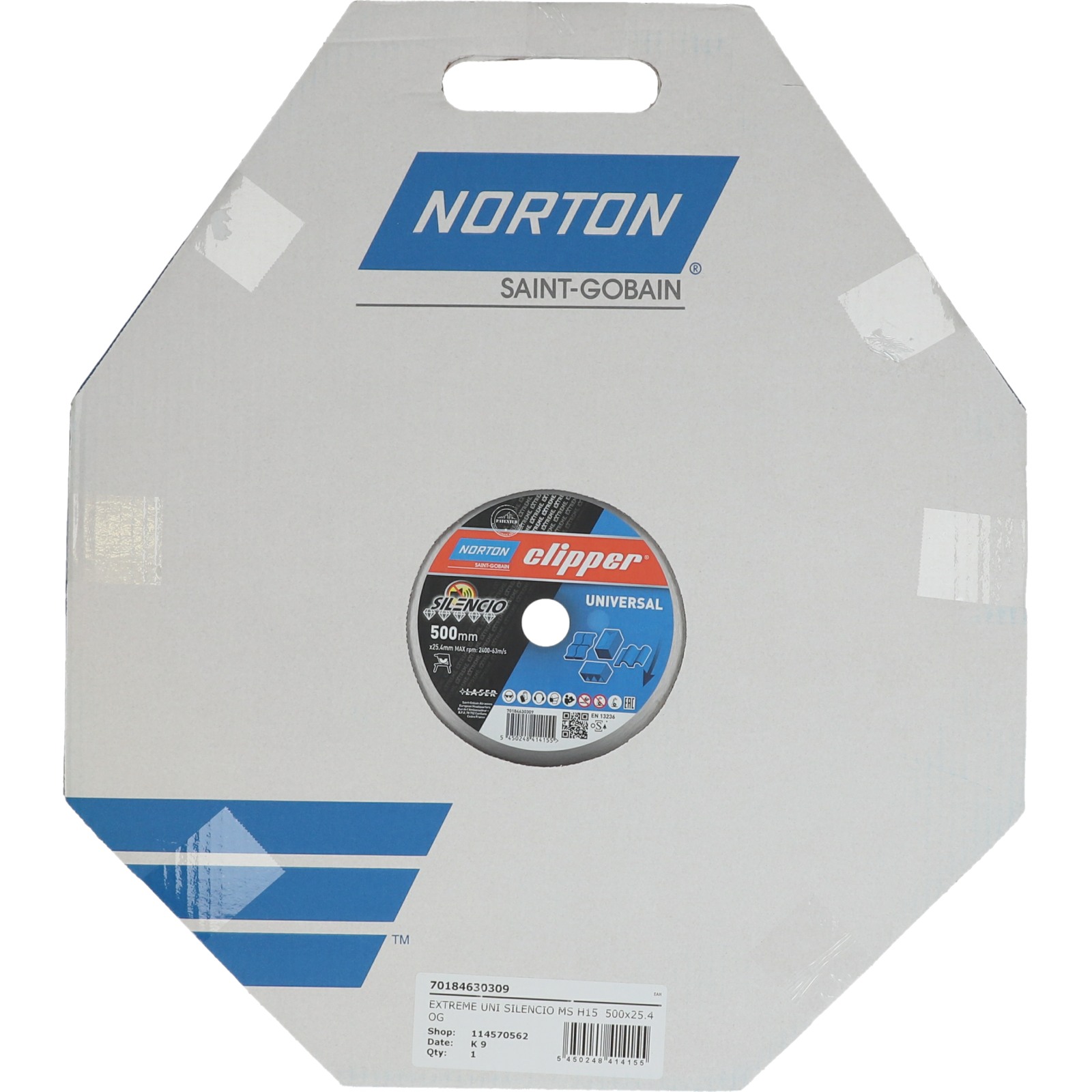 Disque diamant NORTON Silencio Ø 500mm Alésage 25.4 mm- 70184630309