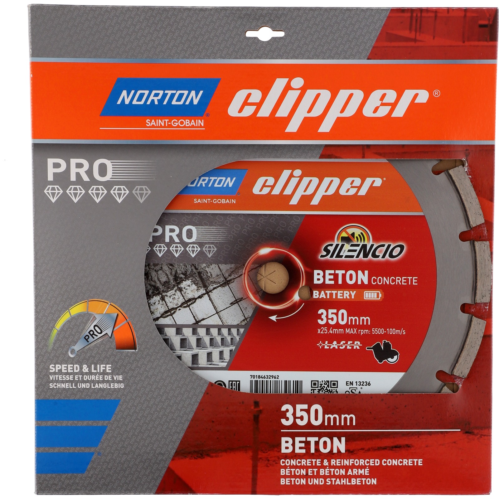 Disque diamant PRO BETON BATTERY 350x25,4 mm NORTON - 70184632962