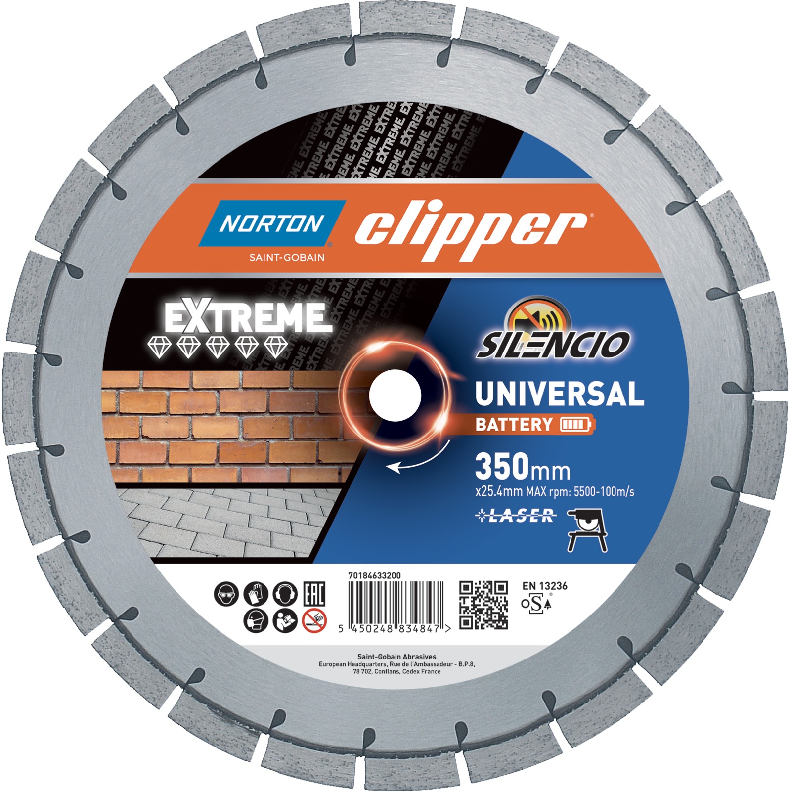 Disque diamant EXTREME UNIVERSAL BATTERY NORTON - 70184633200